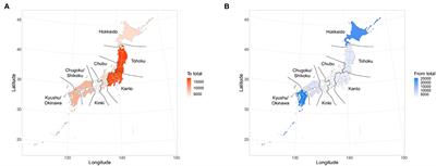Region-wise analysis of beef cow movements in Japan